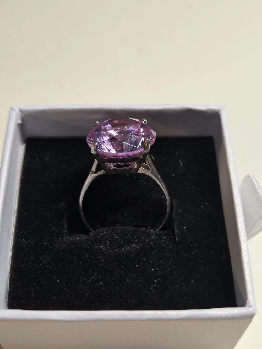 Purple Gemstone Solitaire Ring - Women's Silver Ring